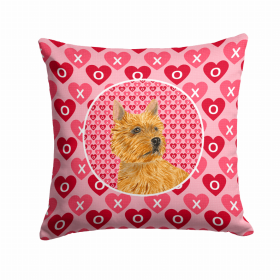 Norwich Terrier #2 Hearts Love and Valentine's Day Fabric Decorative Pillow