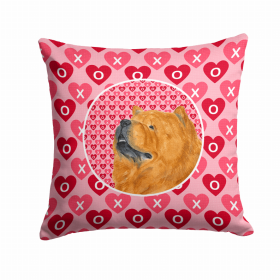 Chow Chow #2 - Red - Hearts Love and Valentine's Day Fabric Decorative Pillow