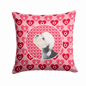 Dandie Dinmont Hearts Love and Valentine's Day Fabric Decorative Pillow