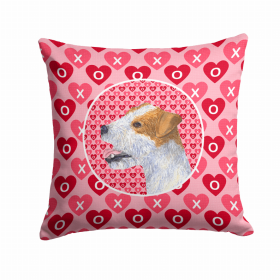 Jack Russell Terrier #2 Hearts Love and Valentine's Day Fabric Decorative Pillow