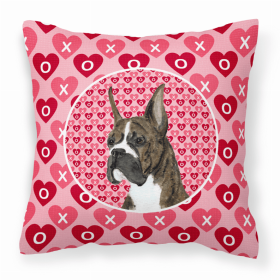 Boxer #2 Hearts Love and Valentine's Day Fabric Decorative Pillow