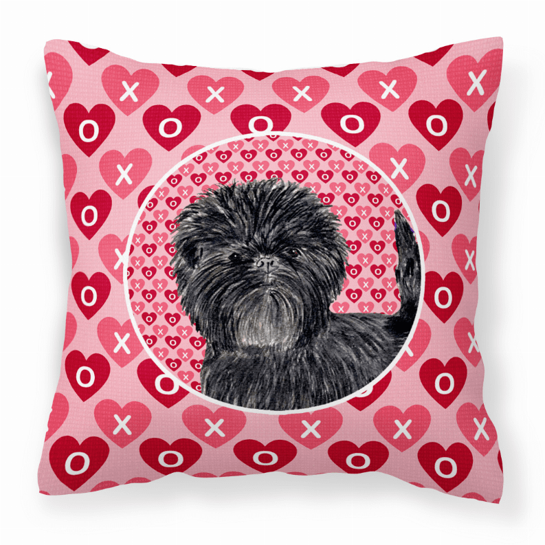 Affenpinscher Hearts Love and Valentine's Day Dog Portrait Fabric Decorative Pillow Affenpinscher Hearts Love and Valentine's Day Dog Portrait Fabric Decorative Pillow