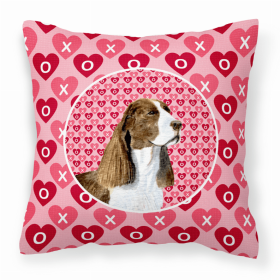 Welsh Springer Spaniel Hearts Love and Valentine's Day Fabric Decorative Pillow