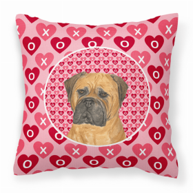 Bullmastiff Hearts Love and Valentine's Day Fabric Decorative Pillow