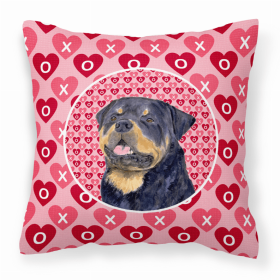 Rottweiler Hearts Love and Valentine's Day Fabric Decorative Pillow