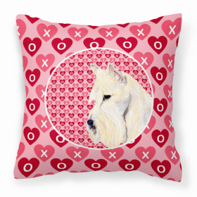 Scottish Terrier #2 Hearts Love and Valentine's Day Fabric Decorative Pillow