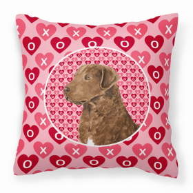Chesapeake Bay Retriever Hearts Love and Valentine's Day Fabric Decorative Pillow