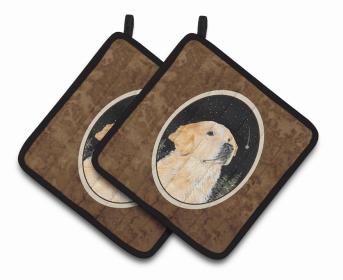 Golden Retriever 2 Starry Night Pair of Potholders