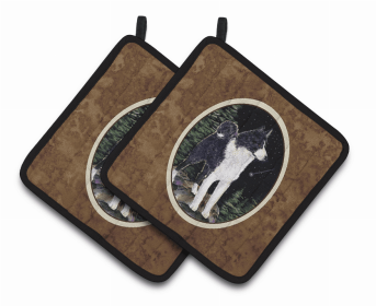Karelian Bear Dog Starry Night Pair of Potholders