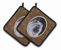 Keeshond 4 Starry Night Pair of Potholders