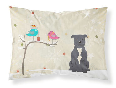 Staffordshire Bull Terrier - Blue - Christmas Presents between Friends Standard Pillowcase