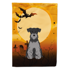 Miniature Schnauzer - Black and Silver - Halloween Themed House Flag