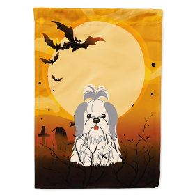 Shih Tzu - Silver and White - Halloween Themed House Flag