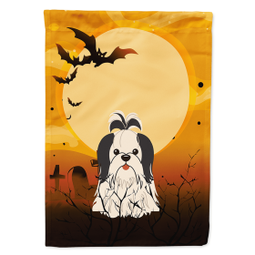 Shih Tzu - Black and White - Halloween Themed House Flag