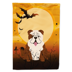 English Bulldog - Brindle and White - Halloween Themed House Flag
