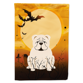 English Bulldog - White - Halloween Themed House Flag