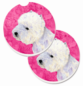 West Highland White Terrier Car Cup Holder Coasters (Set of 2)