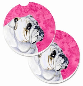 English Bulldog #1 Car Cup Holder Coasters (Set of 2)