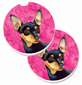 Min Pin #1 Car Cup Holder Coasters (Set of 2)