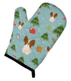 Papillon - Red and White - Christmas Oven Mitt