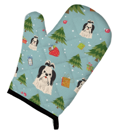 Shih Tzu - Black and White - Christmas Oven Mitt
