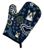 Boston Terrier Blue Flowers Oven Mitt