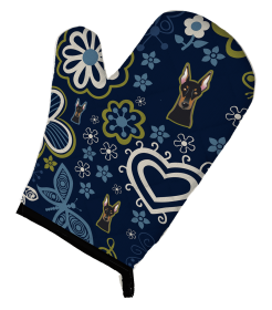 Doberman Blue Flowers Oven Mitt