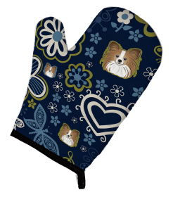 Papillon Blue Flowers Oven Mitt