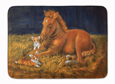 Corgi Sunrise with Colt Bathroom/Kitchen Mat