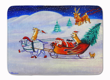 Corgi Highjacked Santa Claus Sleigh Bathroom/Kitchen Mat