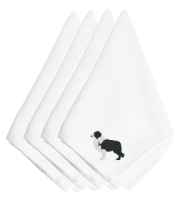 Border Collie - Black - Embroidered Napkins Set of 4