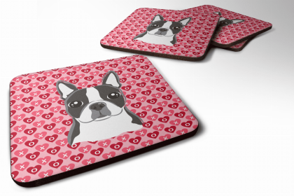 Boston Terrier Valentine's Day Foam Coaster