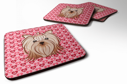 Yorkshire Terrier 3 Valentine's Day Foam Coaster