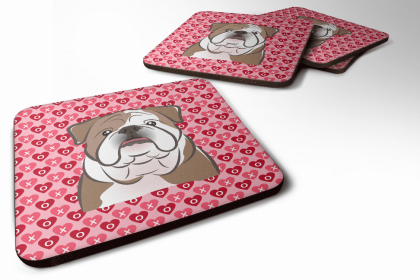 Bulldog Valentine's Day Foam Coaster