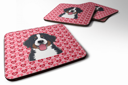 Bernese Mountain Dog Valentine's Day Foam Coaster
