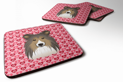 Sheltie/Shetland Sheepdog 4 Valentine's Day Foam Coaster