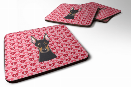Doberman Valentine's Day Foam Coaster