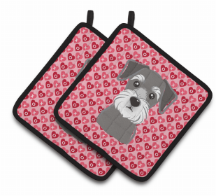 Schnauzer XOXO Hearts Pair of Potholders
