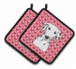 Dalmatian XOXO Hearts Pair of Potholders