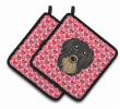 Dachshund 1 XOXO Hearts Pair of Potholders
