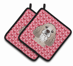 Cocker Spaniel XOXO Hearts Pair of Potholders