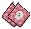 Bichon Frise 2 XOXO Hearts Pair of Potholders