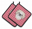 Pekingese 2 XOXO Hearts Pair of Potholders