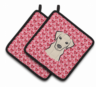 Labrador Retriever XOXO Hearts Pair of Potholders