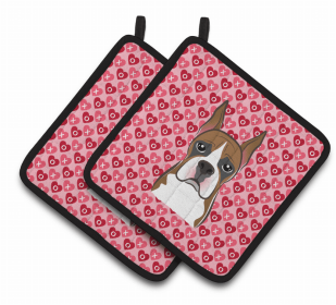 Boxer XOXO Hearts Pair of Potholders
