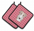 Borzoi/Russian Wolfhound XOXO Hearts Pair of Potholders