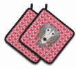 Saluki XOXO Hearts Pair of Potholders