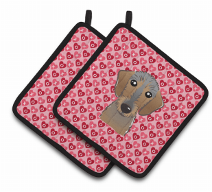 Dachshund 4 XOXO Hearts Pair of Potholders