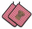 Labrador Retriever - Chocolate - XOXO Hearts Pair of Potholders