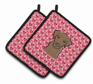 Labrador Retriever 2 XOXO Hearts Pair of Potholders